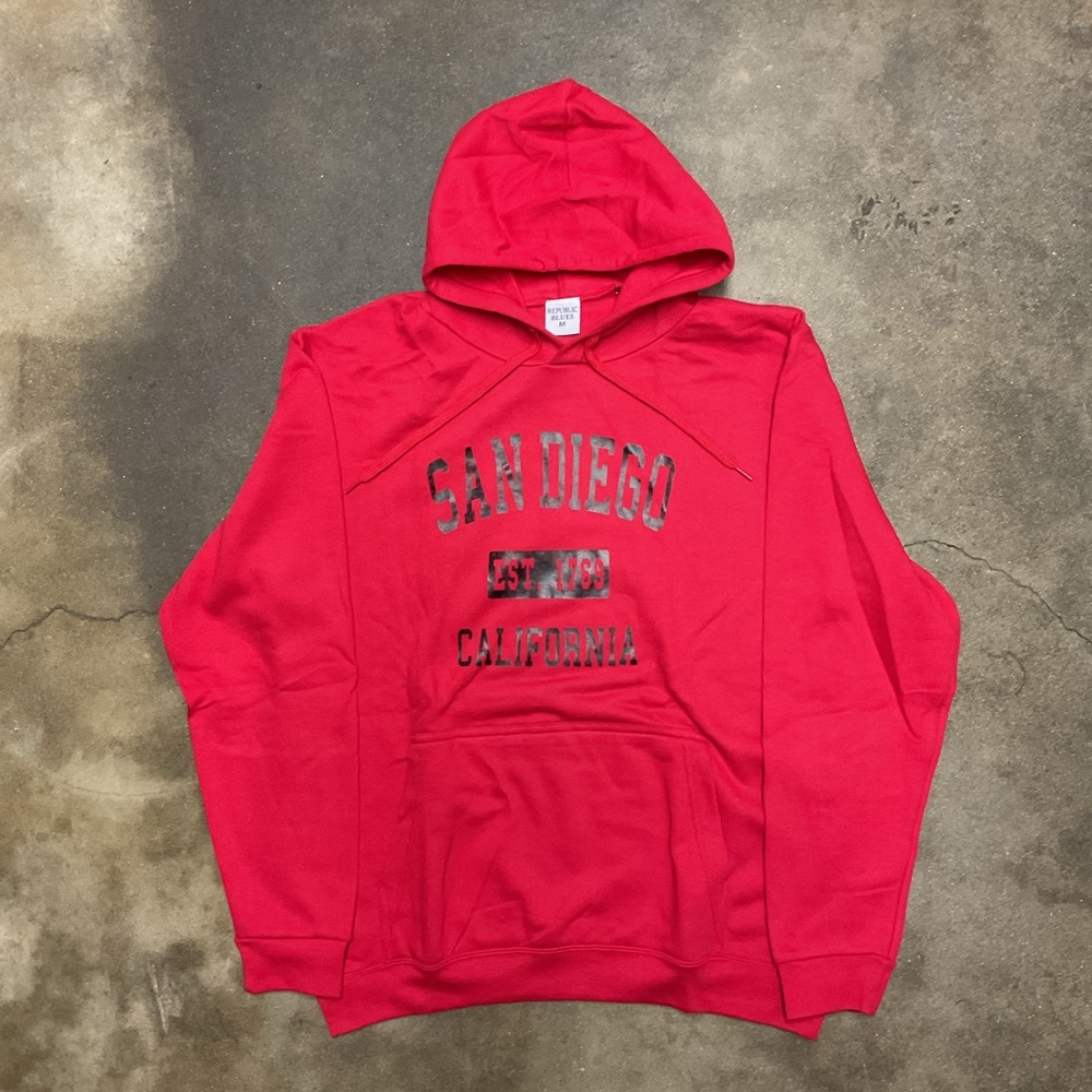 Red San Diego California Hoodie Sweatshirt Size M – Drawstring Pullover
